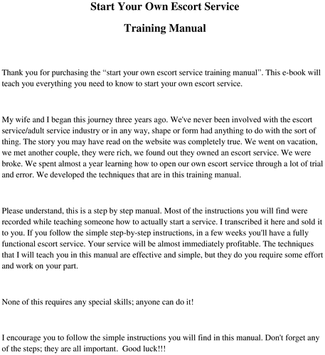 Product picture How to start your own Escort Service